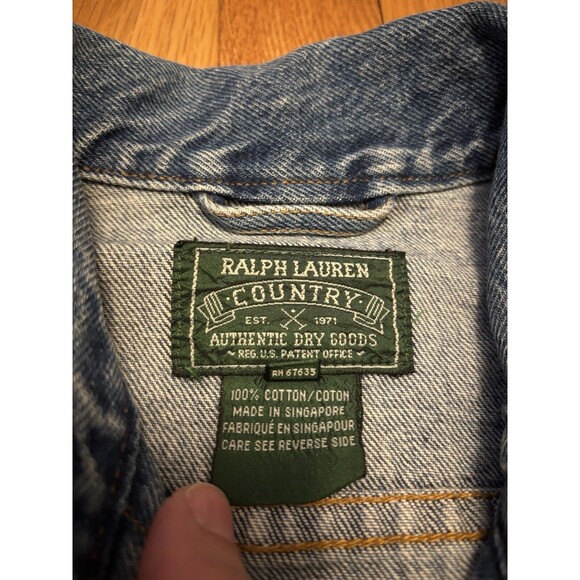 Vintage Ralph Lauren Polo Country Denim Jacket Blue Jean 90s 80s Size M - Picture 3 of 8